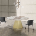 Ausziehbarer Designer-Esstisch in Marmoroptik 160x160x75 Arvin Onice Auswahl