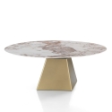Ausziehbarer Designer-Esstisch in Marmoroptik 160x160x75 Arvin Onice Maße