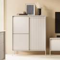 Design-Schrank Kergi, hohe Anrichte mit 3 Türen für Wohnzimmer und Eingangsbereich Verkauf