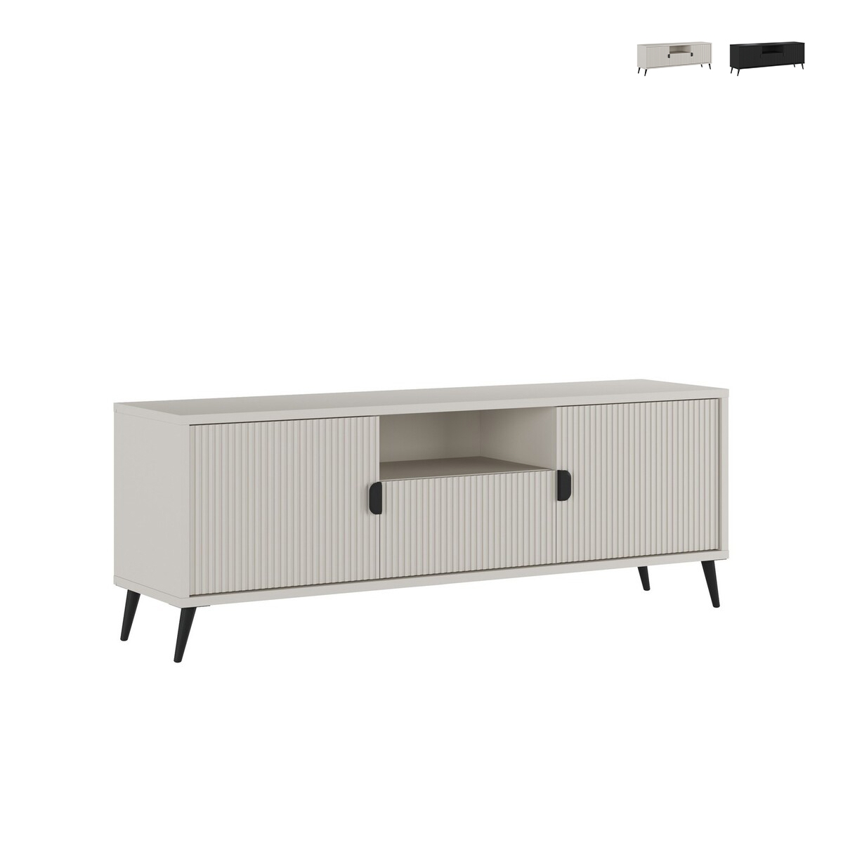 Niedriger TV-Schrank für Wohnzimmer mit 2 Türen und Schublade 153x40x61 Danielle Aktion Niedriger TV-Schrank für Wohnzimmer mit 2 Türen und Schublade 153x40x61 Danielle Aktion