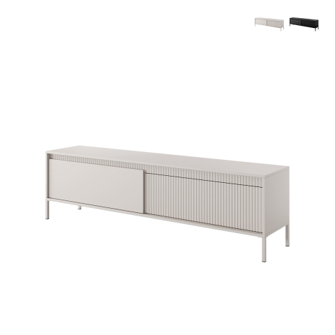 Moderner TV-Unterschrank Kergi mit 2 Türen für Wohnzimmer - Niedriges Design Aktion