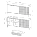 Sideboard Kergi mit 2 Türen und 3 Schubladen für Wohnzimmer und Esszimmer Maße
