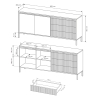 Sideboard Kergi mit 2 Türen und 3 Schubladen für Wohnzimmer und Esszimmer Maße