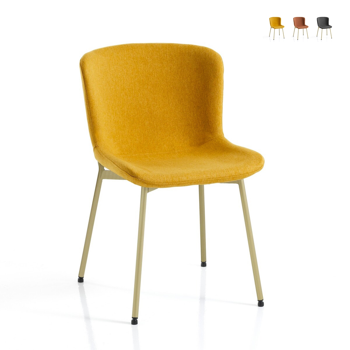 Set aus 4 modernen Stoffstühlen für Esszimmer Küche Rann Gold