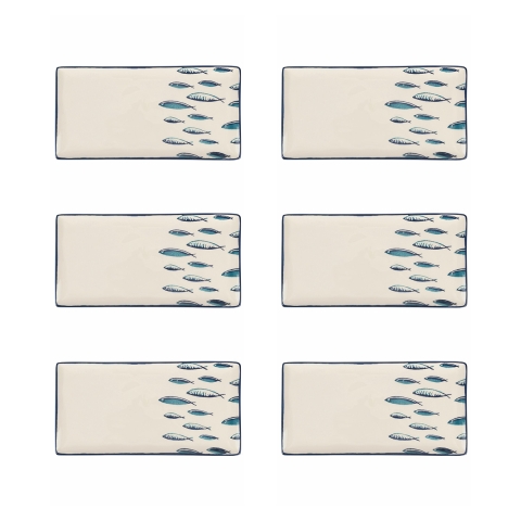 Set aus 6 rechteckigen Servierplatten aus Keramik 29x15cm Marechiaro Aktion