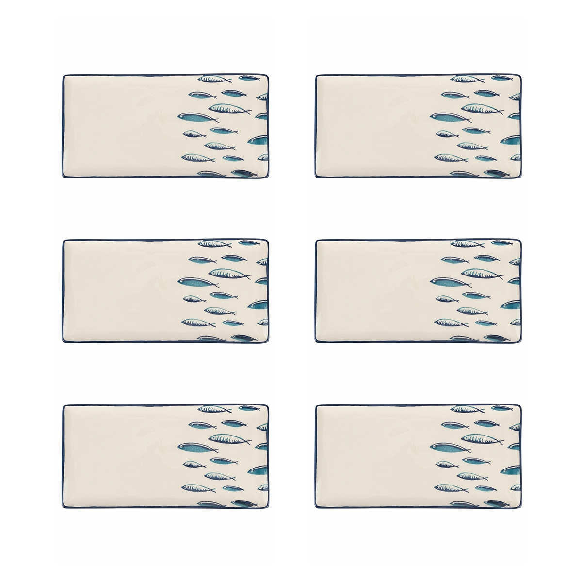 Set aus 6 rechteckigen Servierplatten aus Keramik 29x15cm Marechiaro Aktion