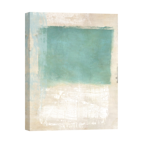 Moderner abstrakter Kunstdruck auf Leinwand in Beige und Blau Libra I Ludwig Maun Aktion