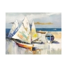Moderne Leinwanddruck Boote am Strand Luigi Florio Angebot