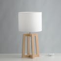 Tischlampe aus natürlichem Holz mit weißem Stoffschirm Berry LT Aktion