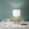 Tischlampe aus natürlichem Holz mit weißem Stoffschirm Berry LT Angebot