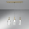 Goldene Pendelleuchte mit drei Lichtern und Glasschirm Brandy 3LS Aktion