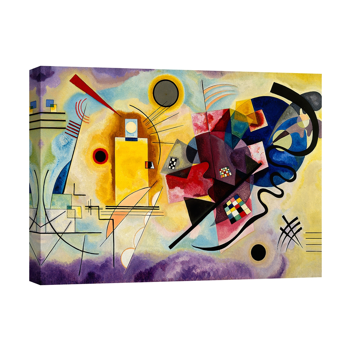 Moderner abstrakter Kunstdruck auf Leinwand Yellow, Red & Blue Kandinsky Aktion Moderner abstrakter Kunstdruck auf Leinwand Yellow, Red & Blue Kandinsky Aktion