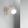 Eda AP Wandlampe aus Holz und weißem Metall, verstellbares Licht, skandinavischer Stil Verkauf
