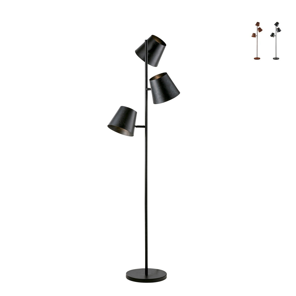Colt LP3 Stehlampe aus Metall mit drei verstellbaren Leuchten im Industriestil