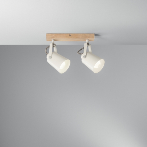Eda AP2 Wand- und Deckenleuchte, zwei schwenkbare Lichter, weißes Metall Aktion