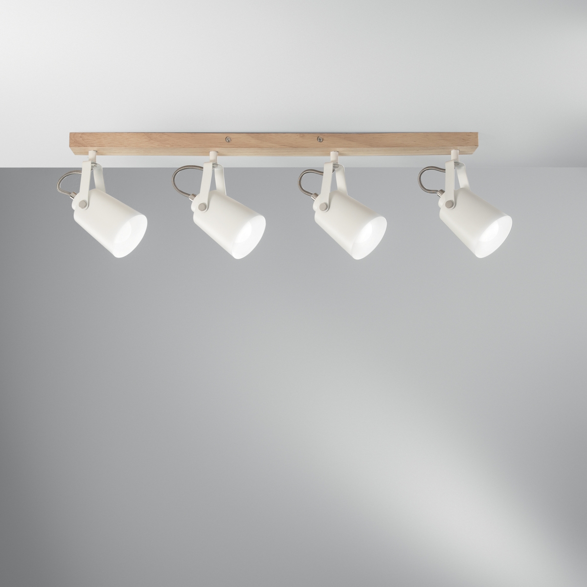 Deckenleuchte Holz Metall Schiene vier schwenkbare Lichter Eda LS4 Aktion