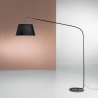 Moderne gebogene Stehleuchte aus schwarzem Metall mit Stoffschirm 180 cm Enjoy Aktion