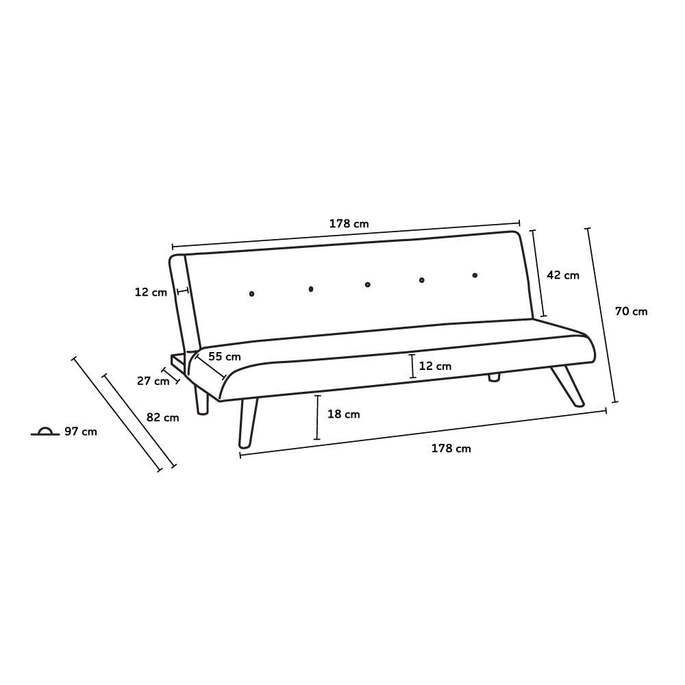 Schlafsofa 2-Sitzer aus Stoff für Wohnzimmer Design Larimar