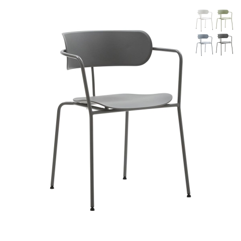 4er-Set Stühle aus Metall und Polypropylen im modernen Design Asmar Aktion