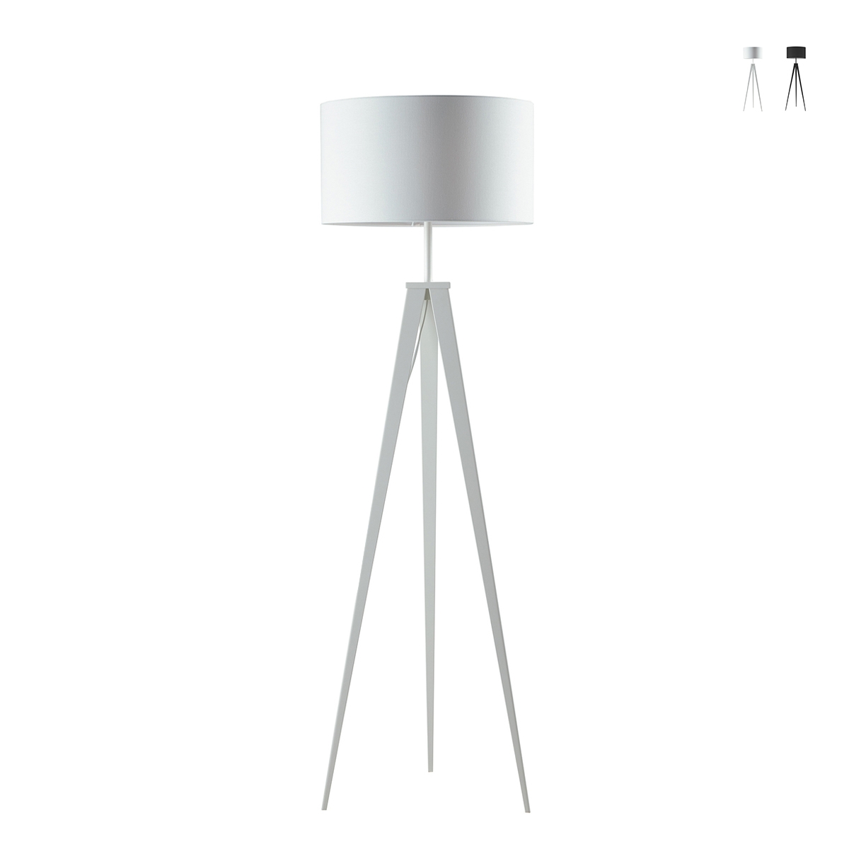 Stehlampe Dreibein aus Metall mit Stoffschirm Ibis