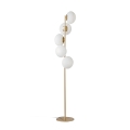Stehlampe aus goldfarbenem Metall mit 5 weißen mundgeblasenen Glaslichtern Ripple Aktion