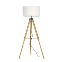 Dreibein-Stehlampe aus Holz mit weißem Stoffschirm Studios Verkauf