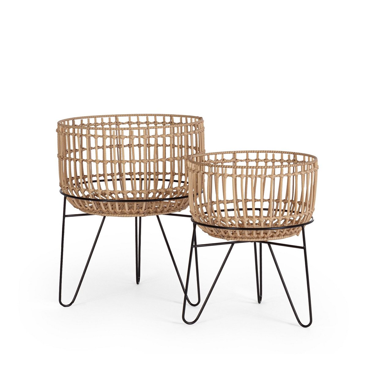 2er-Set Pflanzen-Blumentopfhalter aus Rattan im Boho-Chic-Stil Yulian