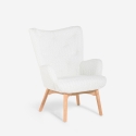 Moderne Poltrona im Bergère-Stil aus weißem Bouclé-Stoff Wani Aktion