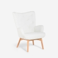 Moderne Poltrona im Bergère-Stil aus weißem Bouclé-Stoff Wani Aktion