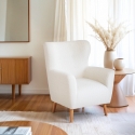 Moderne Bergère-Sessel aus weißem Bouclé-Stoff Kamo für Wohnzimmer Verkauf