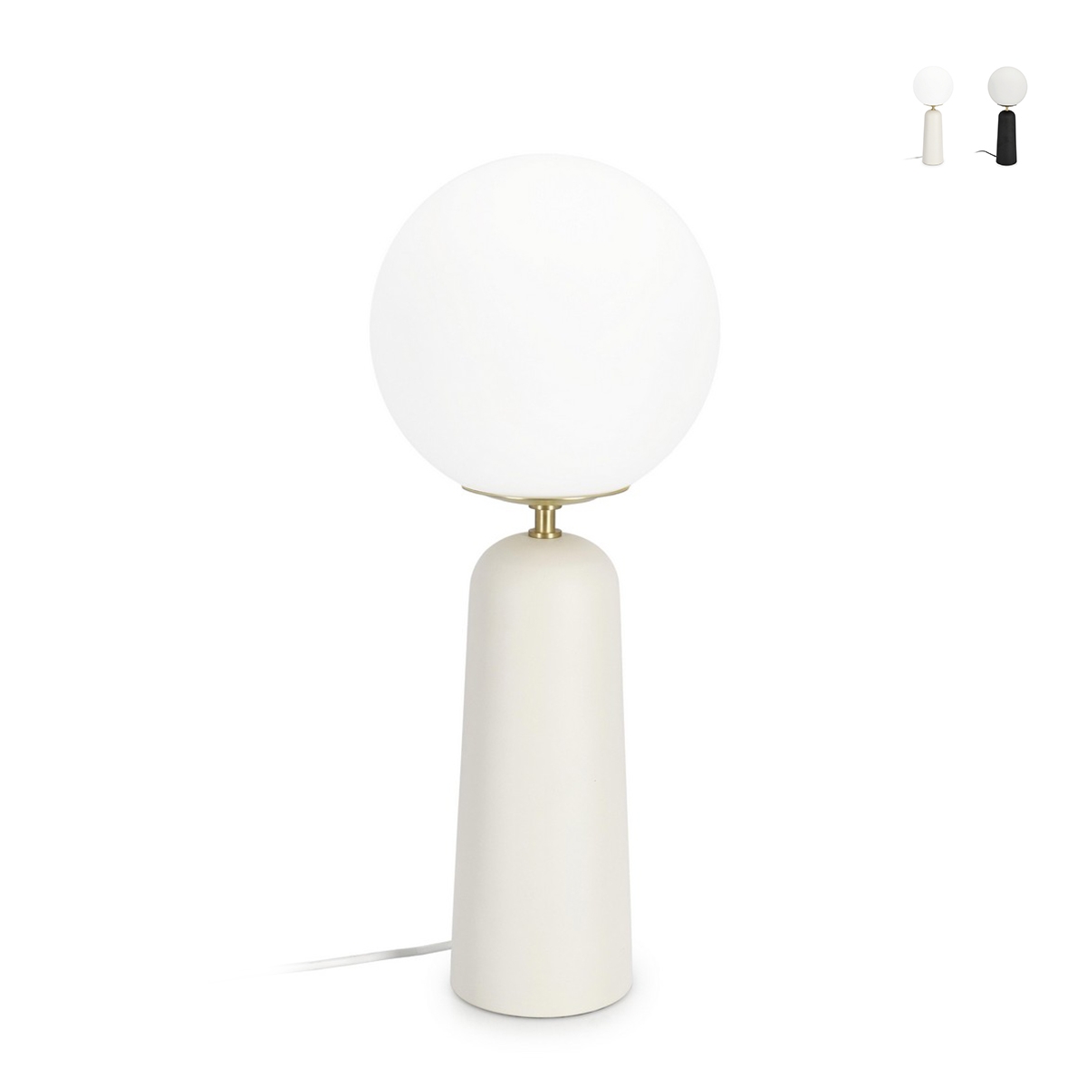Moderne Tischlampe Design mit rundem Lampenschirm aus mattem Glas Delphine
