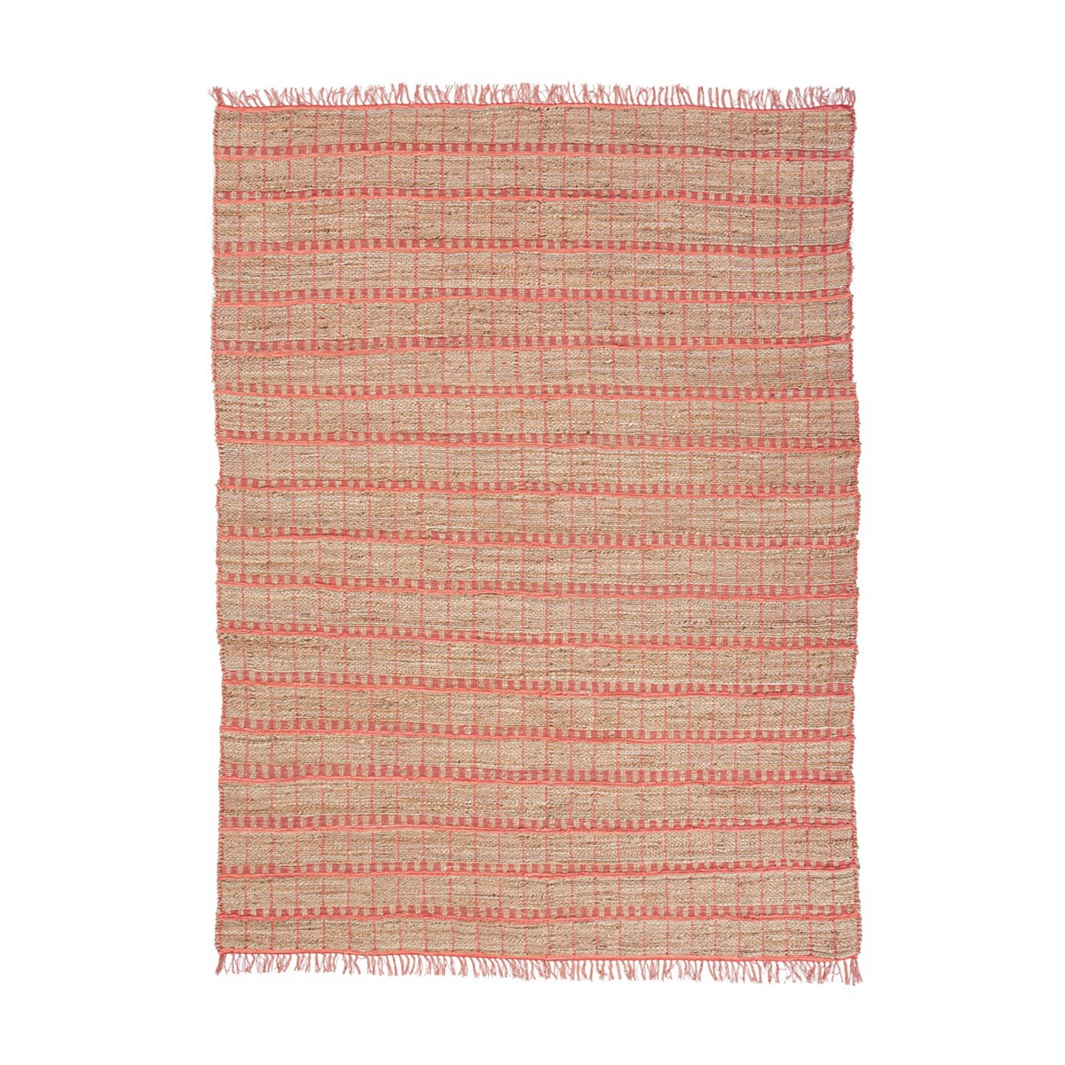 Ethno-Teppich für Wohnzimmer 200x300cm aus Jute und rosa Baumwolle Ruanda