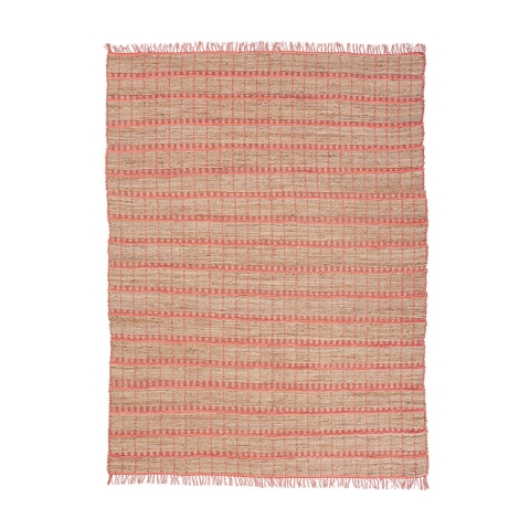 Handgefertigter Teppich aus Jute und rosa Baumwolle 160x230cm Ruanda für das Wohnzimmer Aktion