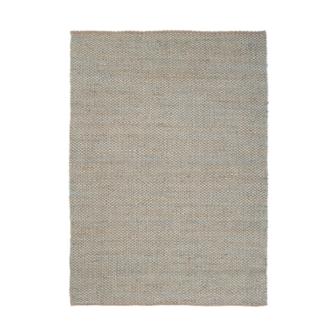 Rechteckiger Wohnzimmerteppich 200x300 aus Jute und Baumwolle in Blau Ruanda Aktion