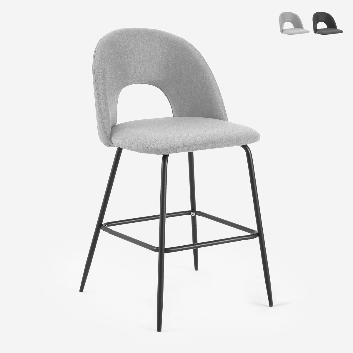 Moderner Bar- und Küchenhocker mit Rückenlehne aus Stoff Tiren Aktion Moderner Bar- und Küchenhocker mit Rückenlehne aus Stoff Tiren Aktion
