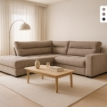 Moderner 3-Sitzer Ecksofa aus Stoff mit linker Ottomane Mello Aktion