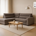 3-Sitzer Schlafsofa aus Stoff mit linker Eckablage Tivra Lagerbestand