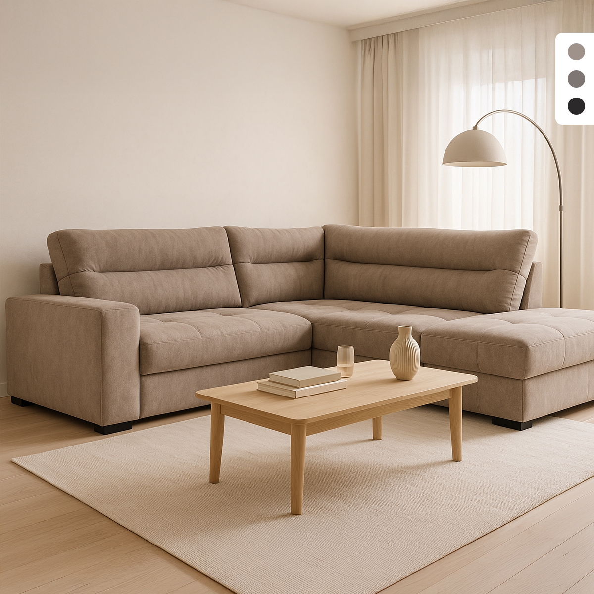 3-Sitzer Schlafsofa mit rechter Récamiere, Stoffbezug, Stauraum Kosta