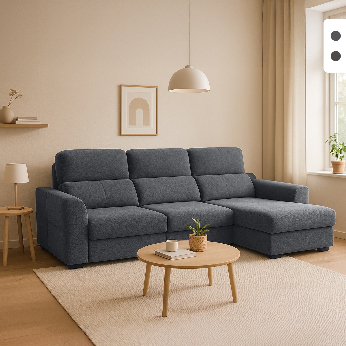 Ausziehbares 3-Sitzer Schlafsofa mit rechter Bettkasten-Chaiselongue Nuro