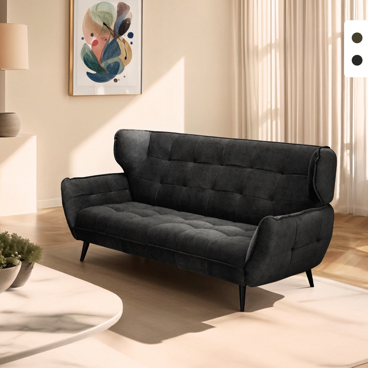 Modernes 3-Sitzer-Sofa aus Samt im Chesterfield-Stil Buran