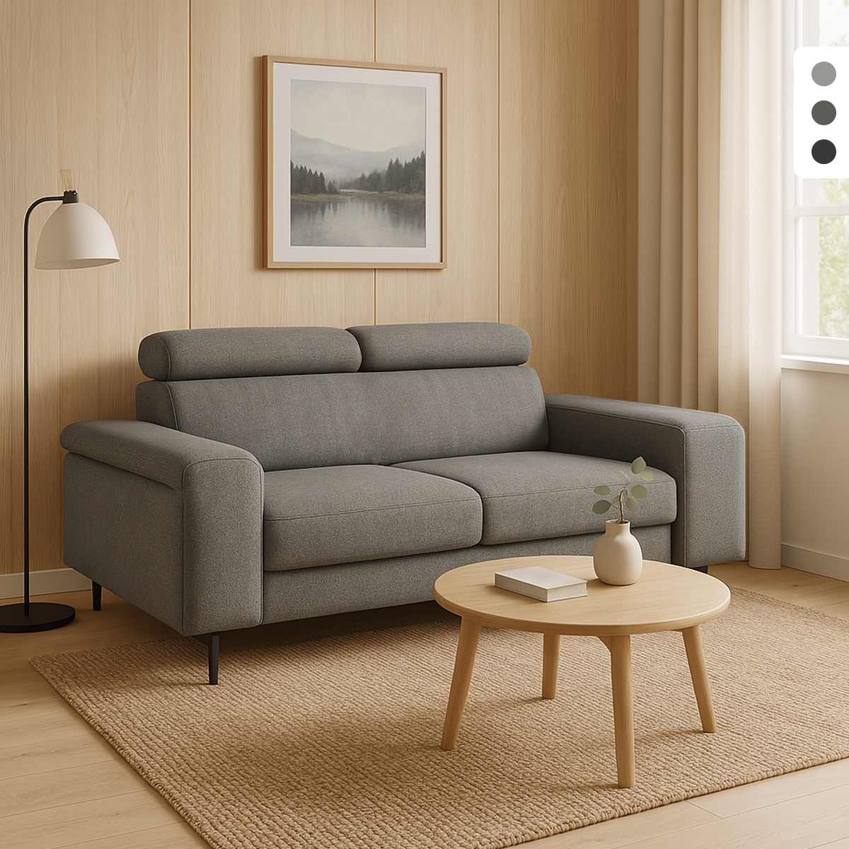 Moderner 2-Sitzer-Sofa aus Chenille mit verstellbarer Kopfstütze Vella