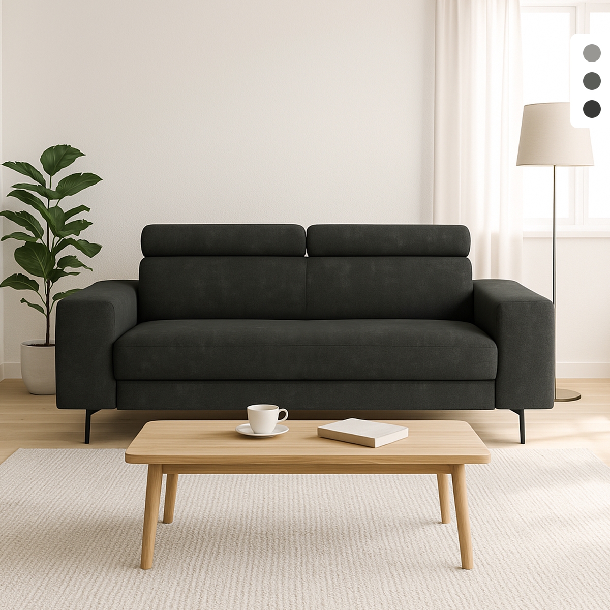 3-Sitzer Sofa modernes Design mit verstellbarer Kopfstütze Rouna