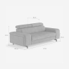 3-Sitzer Sofa modernes Design mit verstellbarer Kopfstütze Rouna 