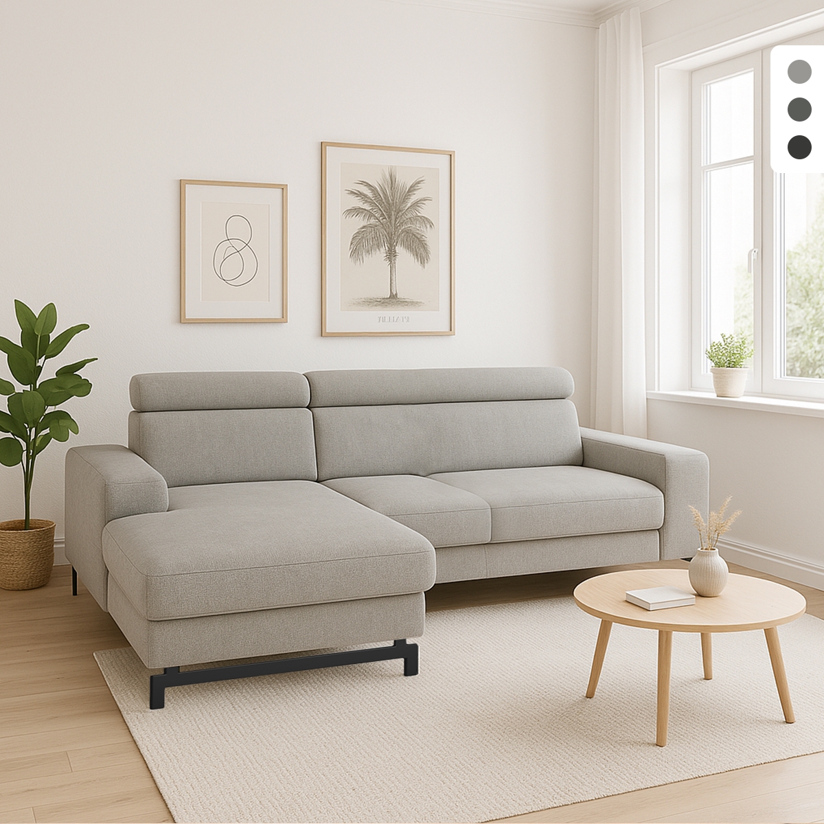 Ausziehbares Schlafsofa 3-Sitzer mit linksseitiger Stauraum-Recamiere Vika Aktion Ausziehbares Schlafsofa 3-Sitzer mit linksseitiger Stauraum-Recamiere Vika Aktion
