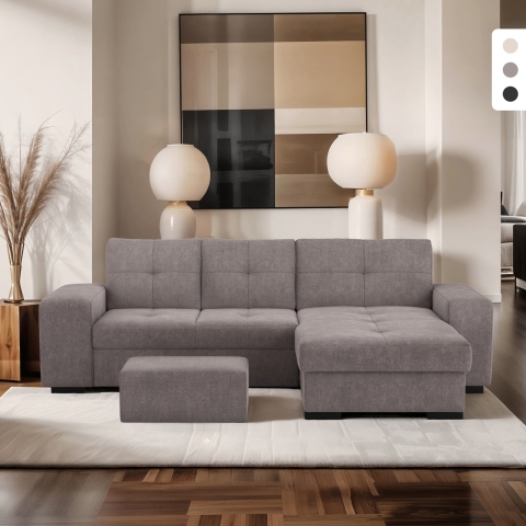 3-Sitzer Schlafsofa mit rechter Ottomane, Stauraum und Pouf Kava Aktion