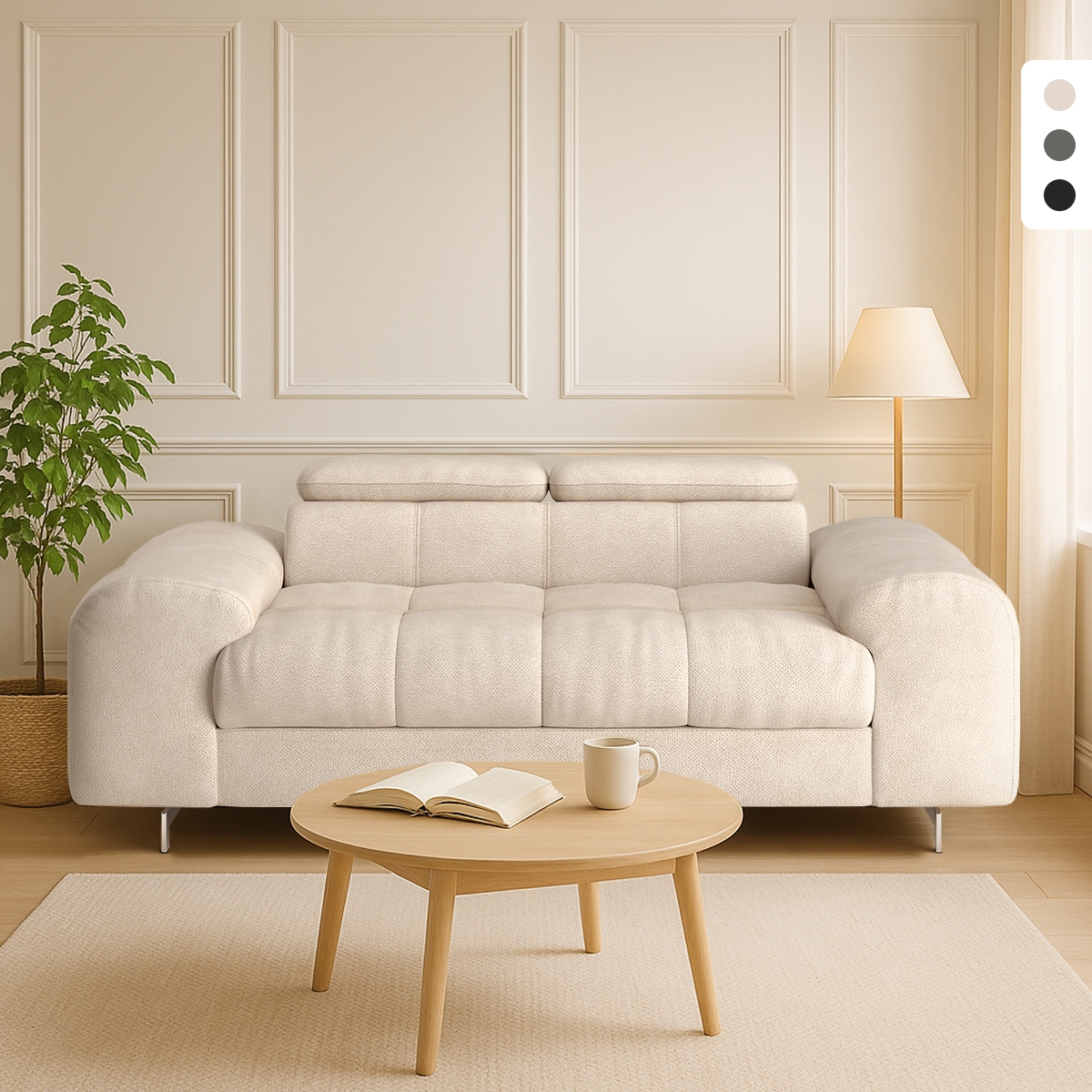 Moderner 2-Sitzer Stoffsofa mit verstellbarer Kopfstütze Kuran Aktion Moderner 2-Sitzer Stoffsofa mit verstellbarer Kopfstütze Kuran Aktion
