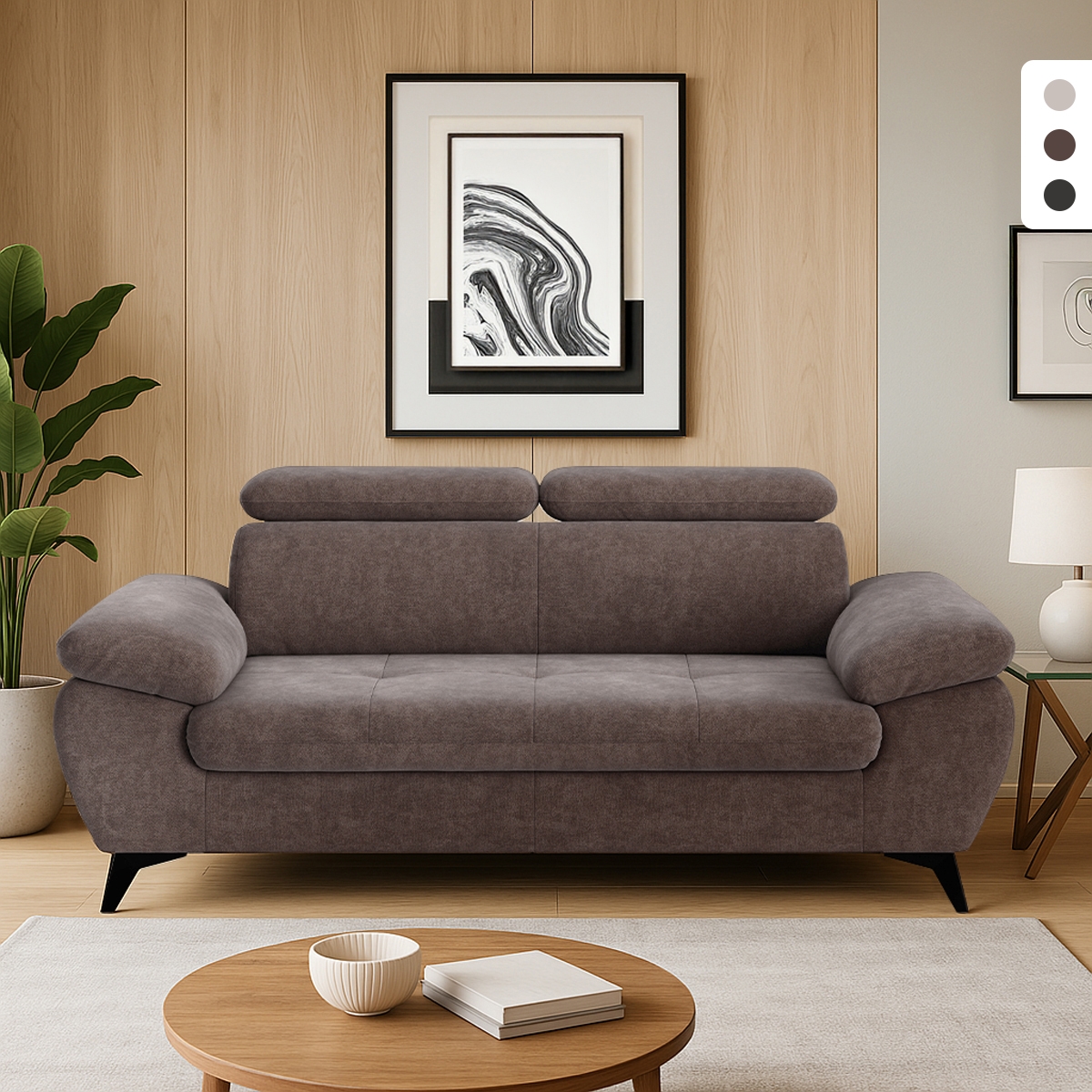 Moderner 2-Sitzer Sofa aus Stoff mit verstellbarer Kopfstütze Savi
