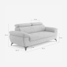 Moderner 3-Sitzer-Design-Sofa mit verstellbarer Kopfstütze Kira 