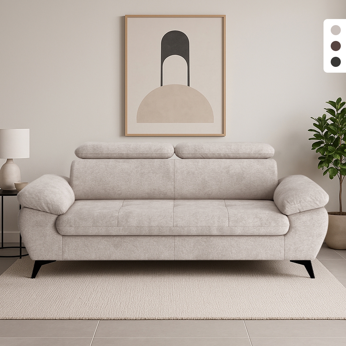 Moderner 3-Sitzer-Design-Sofa mit verstellbarer Kopfstütze Kira