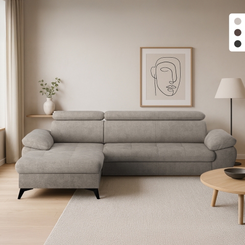 Modernes 3-Sitzer Schlafsofa mit linker Bettkasten-Ottomane Miral Aktion